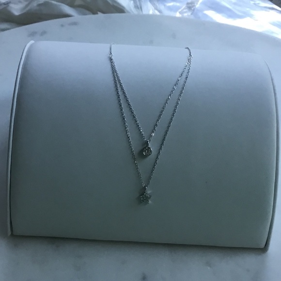 Sterling Silver Double Layer Cz Necklace - Picture 7 of 12